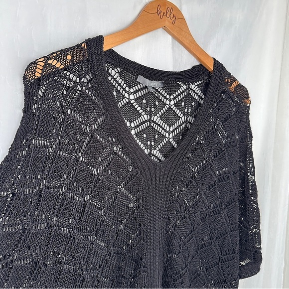 3/$20 💥 Matty M Black Crochet Knit Flowy Kimono Sleeve Kaftan Dress - Picture 9 of 16